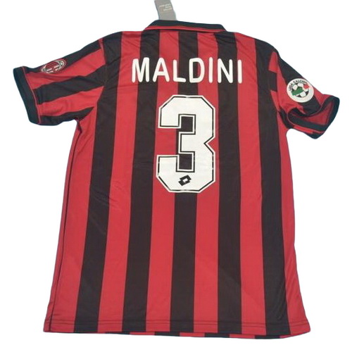 ac milan domicile maillots de foot 1996 maldini 3 rouge homme
