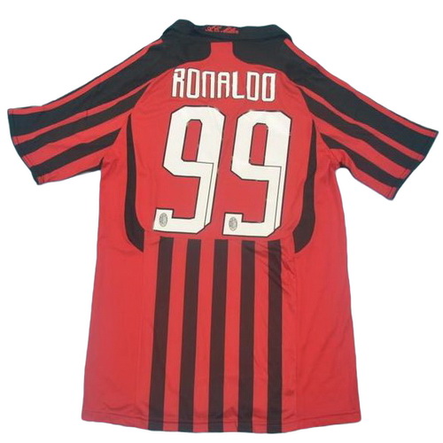 ac milan domicile maillots de foot 2007-2008 ronaldo 99 rouge homme