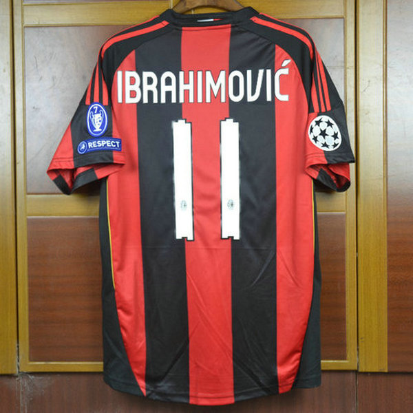 ac milan domicile maillots de foot 2010-2011 ibrahimovic 11 rouge homme