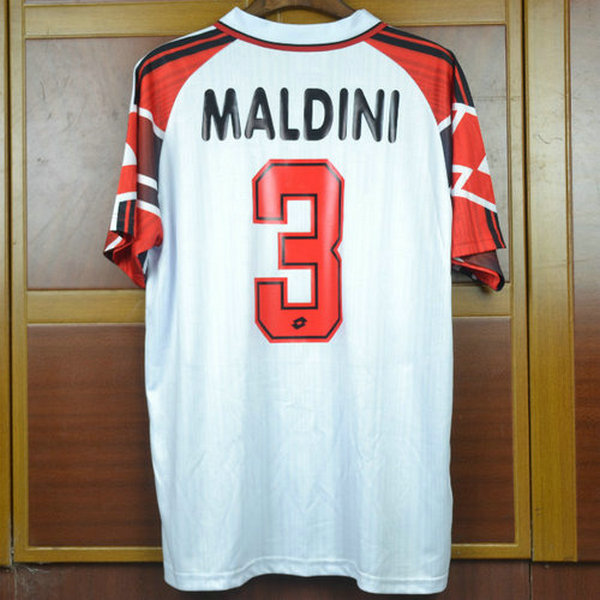 ac milan exterieur maillots de foot 1997-1998 maldini 3 blanc homme