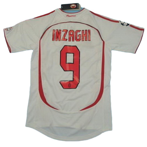 ac milan exterieur maillots de foot 2006-2007 inzaghi 9 blanc homme