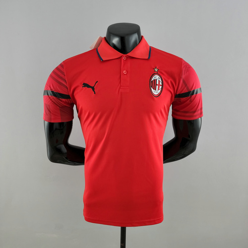 ac milan maillots polo de foot 2022-2023 rouge homme