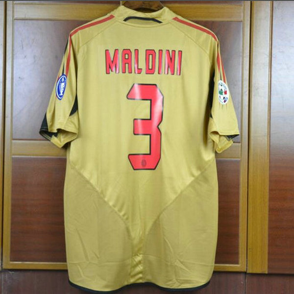 ac milan troisième maillots de foot 2004-2005 maldini 3 jaune homme