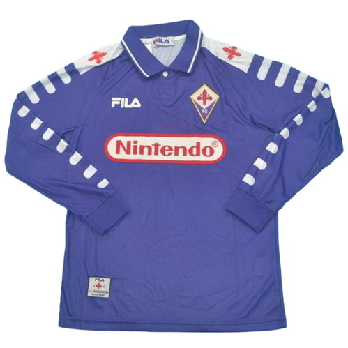 acf fiorentina domicile maillots de foot 1998-1999 manches longues pourpre homme
