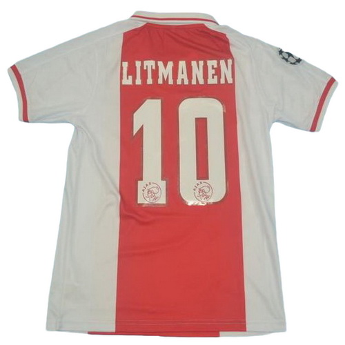ajax amsterdam domicile maillots de foot 1998 litmanen 10 rouge homme