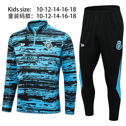 al-nassr fc veste de sport zippée de foot 2023-2024 bleu noir enfant