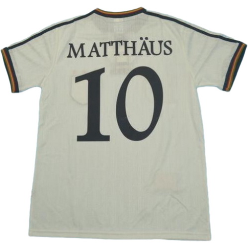 allemagne domicile maillots de foot 1996 matthaus 10 blanc homme