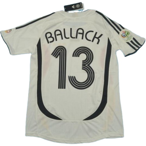 allemagne domicile maillots de foot copa mundial 2006 ballack 13 blanc homme