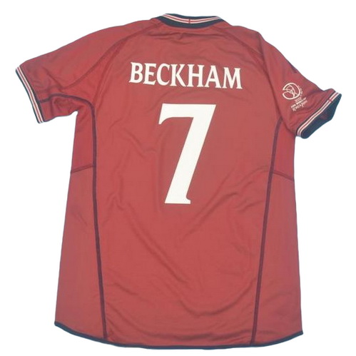 angleterre troisième maillots de foot 2002 beckham 7 rouge homme