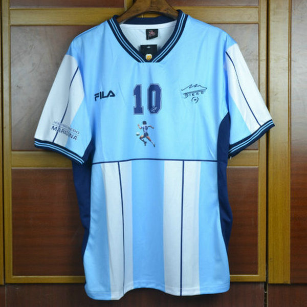 argentine domicile maillots de foot 2001 maradona 10 bleu homme
