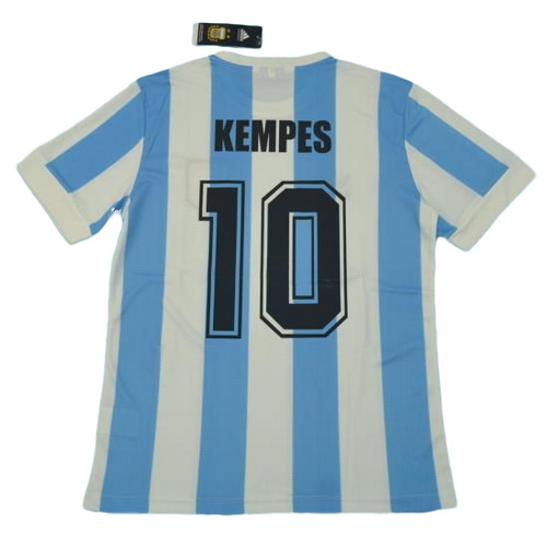 argentine domicile maillots de foot copa mundial 1978 kempes 10 bleu blanc homme