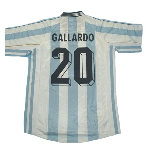 argentine domicile maillots de foot copa mundial 1998 gallardo 20 bleu blanc homme
