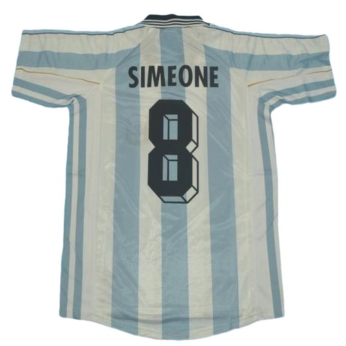 argentine domicile maillots de foot copa mundial 1998 simeone 8 bleu blanc homme