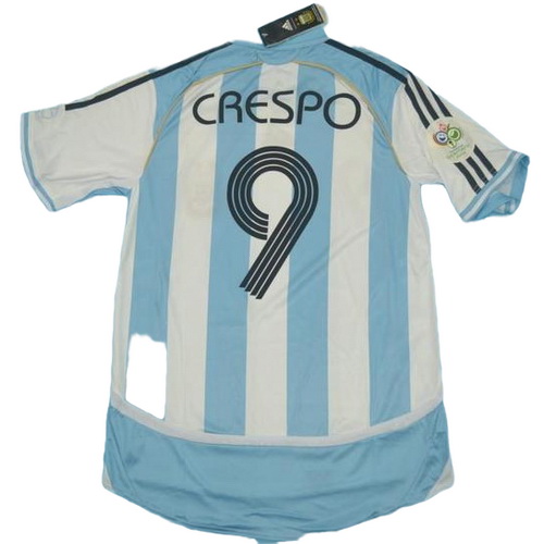 argentine domicile maillots de foot copa mundial 2006 crespo 9 bleu blanc homme