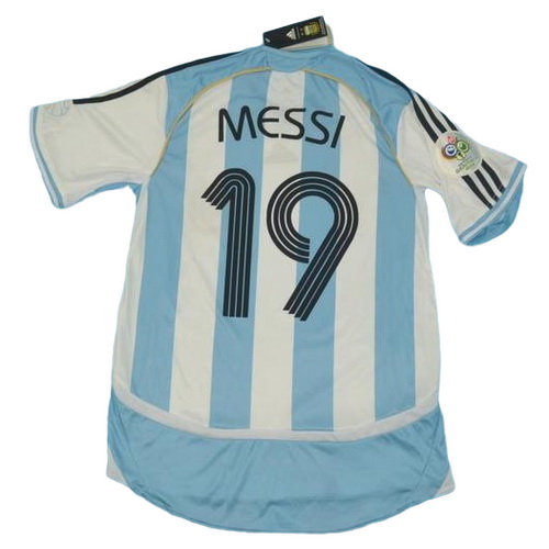 argentine domicile maillots de foot copa mundial 2006 messi 19 bleu blanc homme