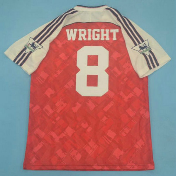 arsenal domicile maillots de foot 1990-1992 wright 8 rouge homme