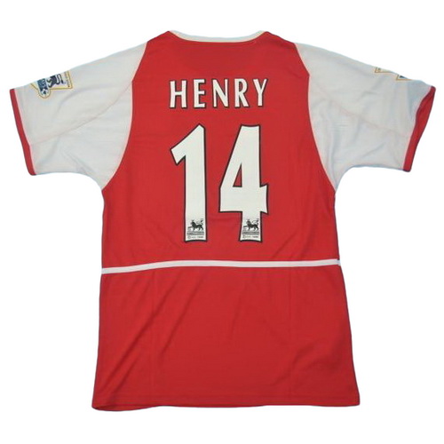 arsenal domicile maillots de foot 2002-2004 henry 14 rouge homme