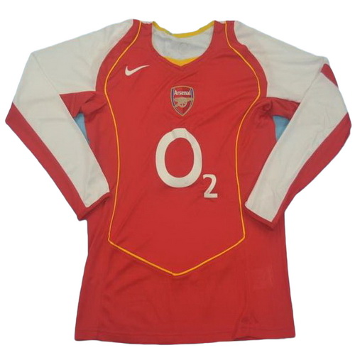 arsenal domicile maillots de foot 2004-2005 manches longues rouge homme