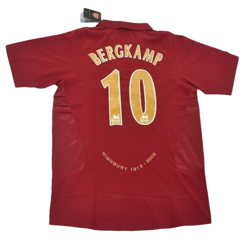 arsenal domicile maillots de foot 2005-2006 bergkamp 10 rouge homme