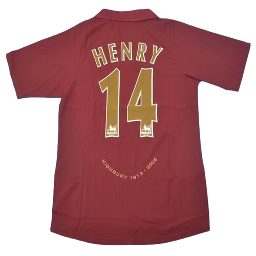 arsenal domicile maillots de foot 2005-2006 henry 14 rouge homme