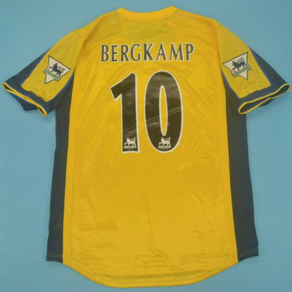 arsenal exterieur maillots de foot 2000-2001 bergkamp 10 jaune homme