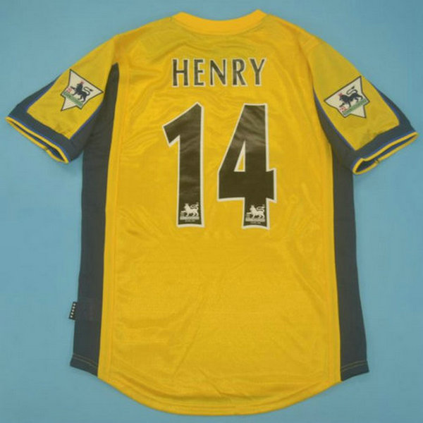 arsenal exterieur maillots de foot 2000-2001 henry 14 jaune homme
