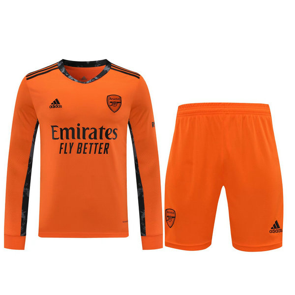 arsenal gardien maillots+shorts de foot 2021 manches longues orange homme