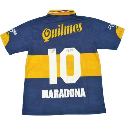 boca juniors domicile maillots de foot 1995 maradona 10 bleu homme