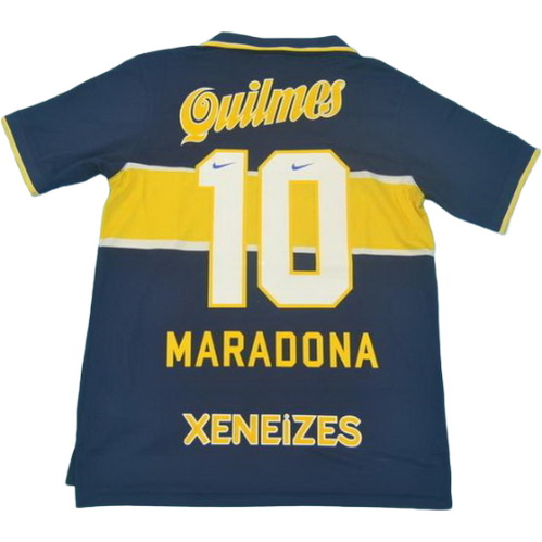 boca juniors domicile maillots de foot 1996-1997 maradona 10 bleu homme