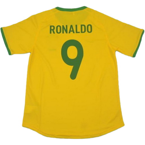 brésil domicile maillots de foot 2000 ronaldo 9 jaune homme