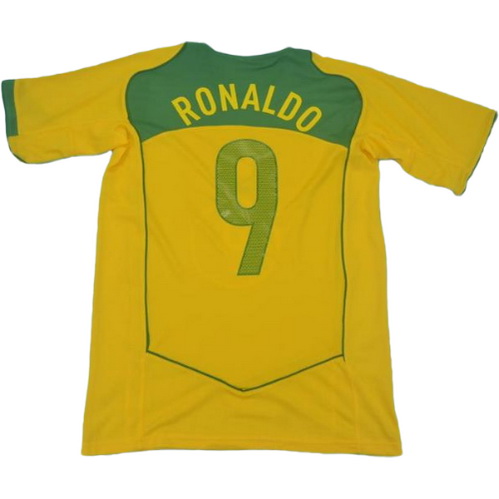 brésil domicile maillots de foot 2004 ronaldo 9 jaune homme