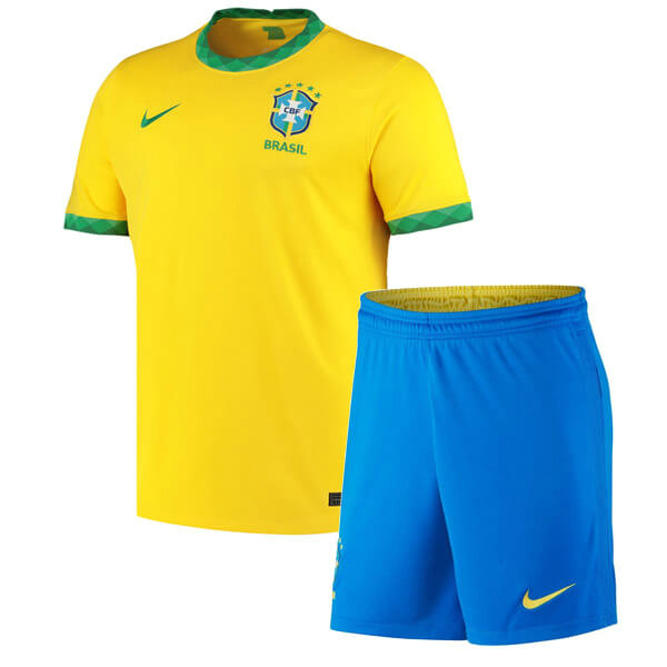 brésil domicile maillots de foot 2020 jaune enfants
