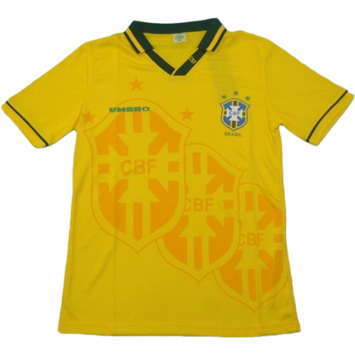 brésil domicile maillots de foot copa mundial 1994 jaune homme