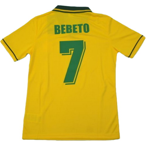 brésil domicile maillots de foot copa mundial 1994 bereto 7 jaune homme