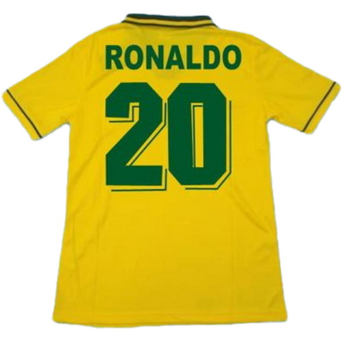 brésil domicile maillots de foot copa mundial 1994 ronaldo 20 jaune homme