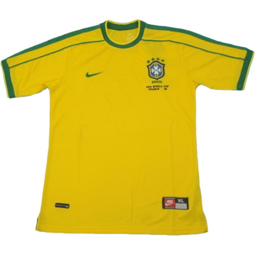 brésil domicile maillots de foot copa mundial 1998 jaune homme