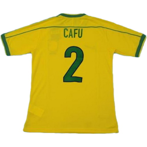 brésil domicile maillots de foot copa mundial 1998 cafu 2 jaune homme