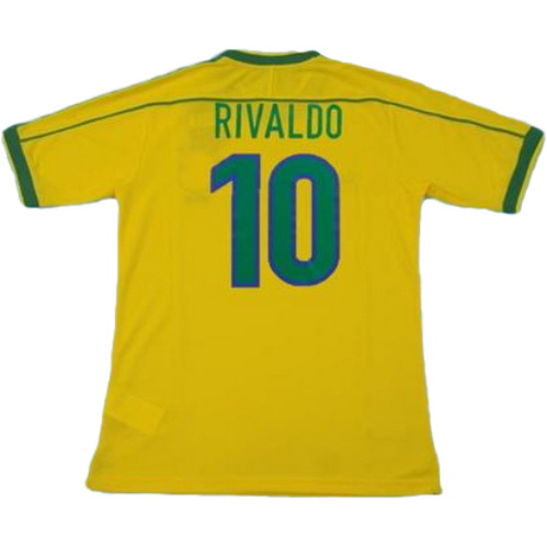 brésil domicile maillots de foot copa mundial 1998 rivaldo 10 jaune homme