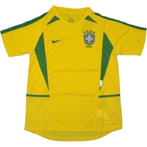 brésil domicile maillots de foot copa mundial 2002 jaune homme