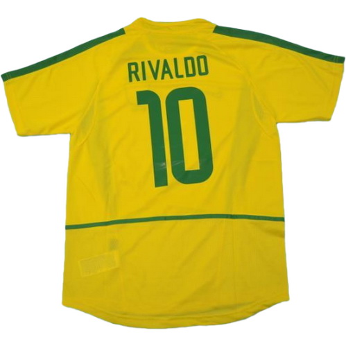 brésil domicile maillots de foot copa mundial 2002 rivaldo 10 jaune homme