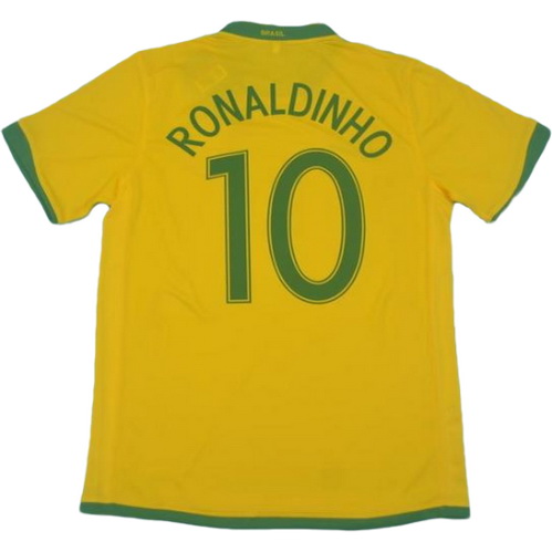 brésil domicile maillots de foot copa mundial 2006 ronaldinho 10 jaune homme