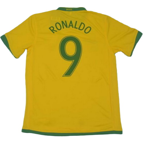 brésil domicile maillots de foot copa mundial 2006 ronaldo 9 jaune homme