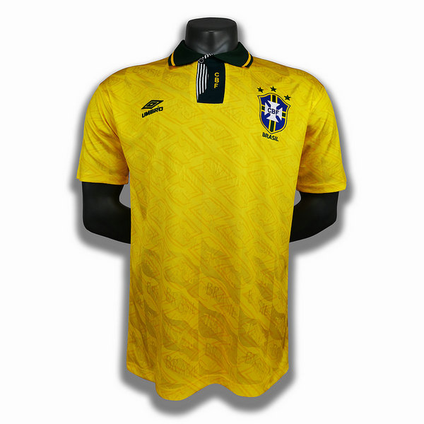brésil domicile player maillots de foot 1991 1993 jaune homme