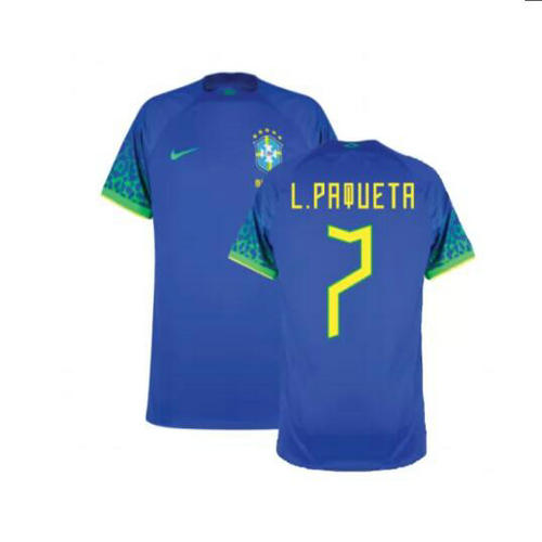 brésil exterieur maillots de foot 2022 l.paqueta 7 homme