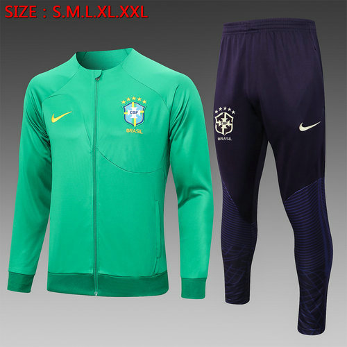 brésil veste de sport zippée de foot 2023-2024 vert homme