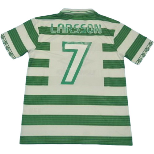 celtic glasgow domicile maillots de foot 1997-1998 larsson 7 vert blanc homme