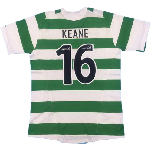 celtic glasgow domicile maillots de foot 2005-2006 keane 16 vert blanc homme