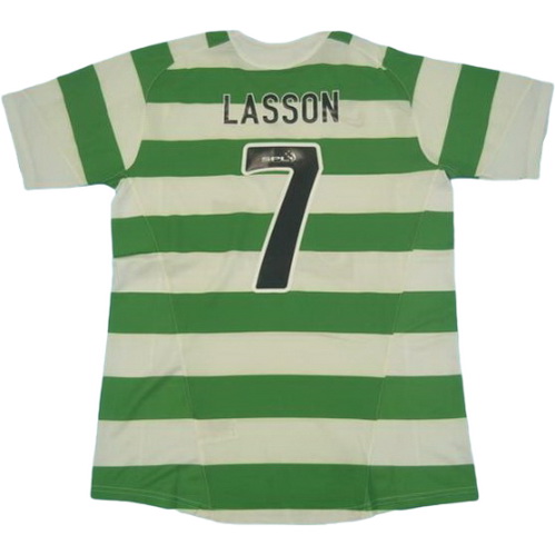 celtic glasgow domicile maillots de foot 2005-2006 lasson 7 vert blanc homme