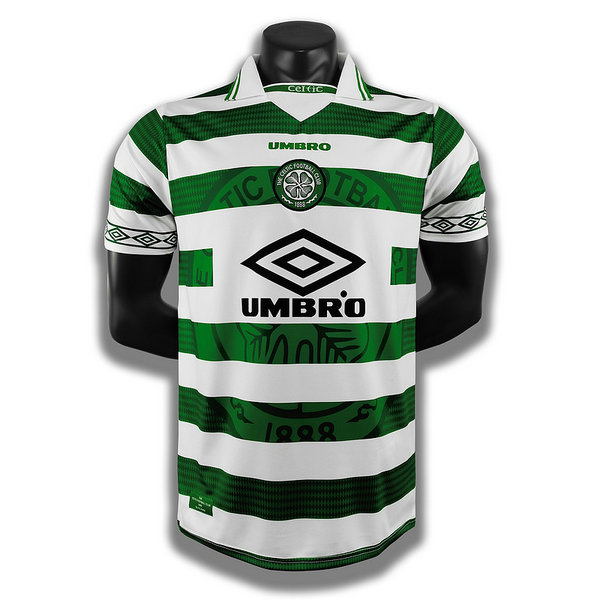 celtic glasgow domicile player maillots de foot 1998 1999 blanc vert homme
