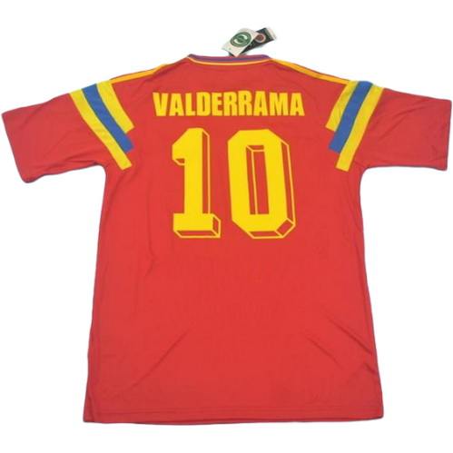 colombie domicile maillots de foot 1990 valderrama 10 rouge homme